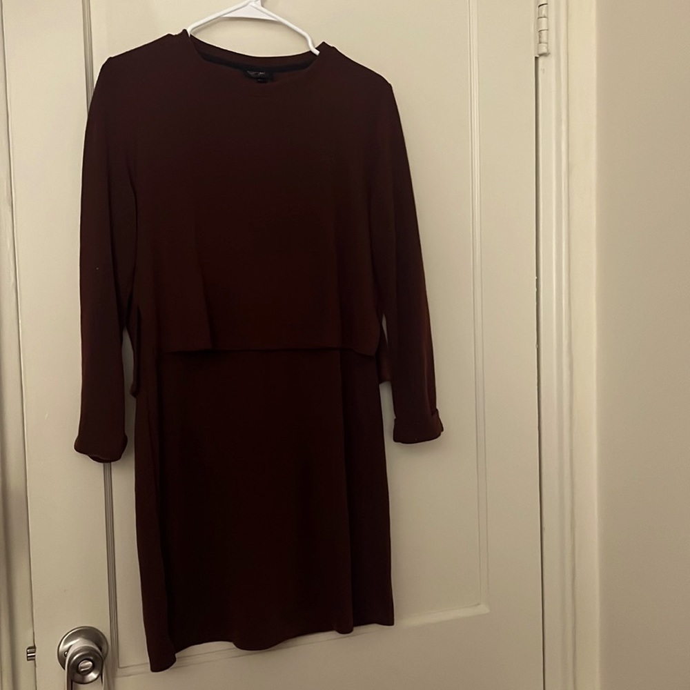 top shop red wine dress open back size: 10